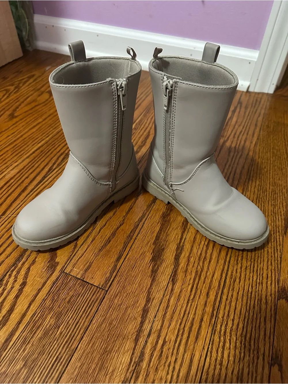 Old Navy Kids Light Taupe Side-Zip Mid-Calf Boots